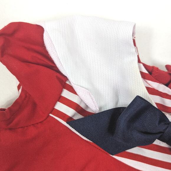 Vintage Peaches N Cream Dress Girls Size 2T Red Sailor Bow - Picture 3 of 4